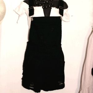 Overalls Black Distressed , Shorts